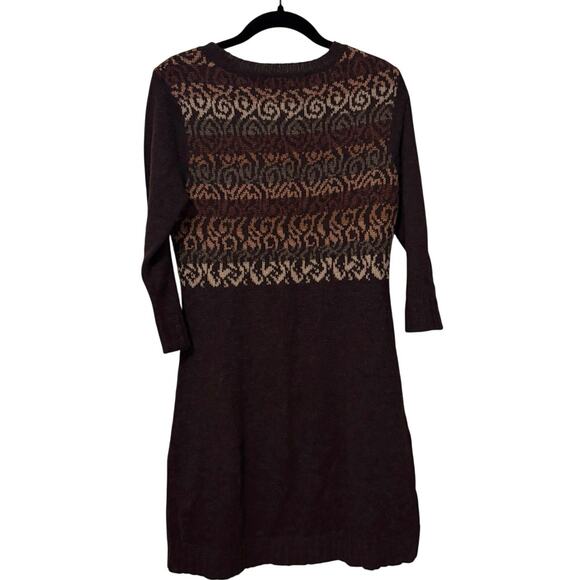 Peruvian Connection Burgundy Brown Baby Alpaca Wool Knit Mini Dress Size Small - Picture 3 of 4